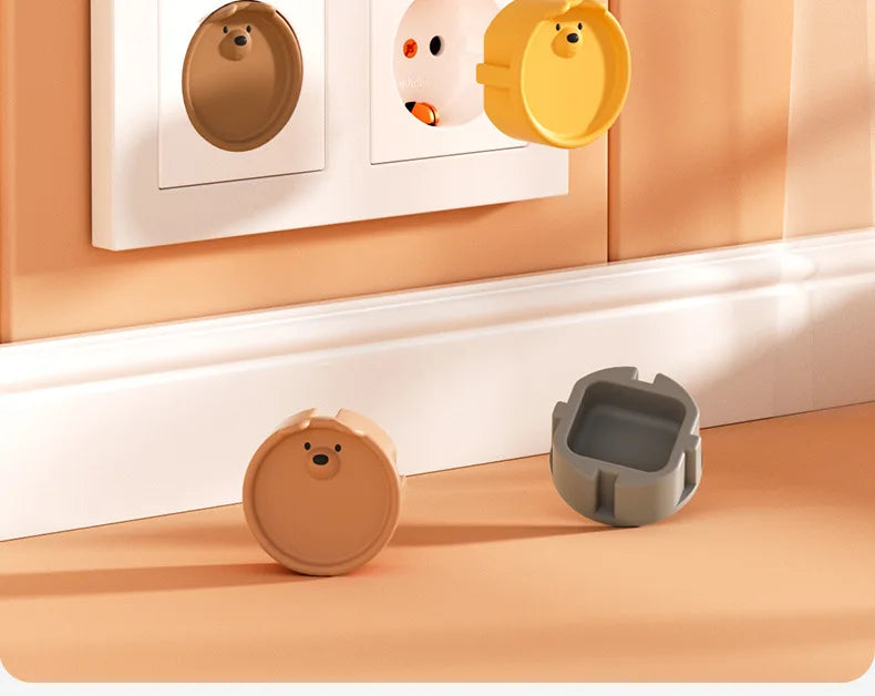 5Pcs Baby Safety Protection Socket Protective Cover Cute Cartoon Children Electric Shock Prevention Dust Protection Cover