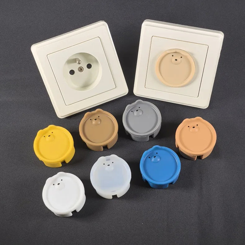 5Pcs Baby Safety Protection Socket Protective Cover Cute Cartoon Children Electric Shock Prevention Dust Protection Cover